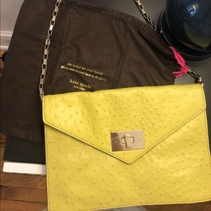 Kate Spade Citron Ostrich Should Bag w/ Box Chain